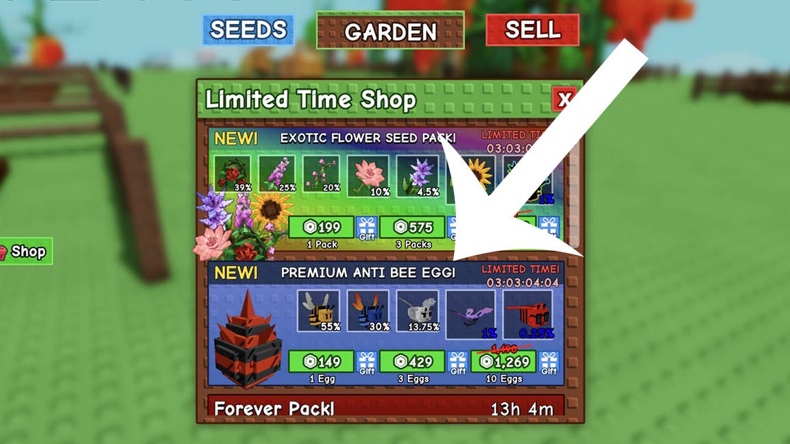 The product listing for the Anti Bee Egg in the Grow a Garden shop.