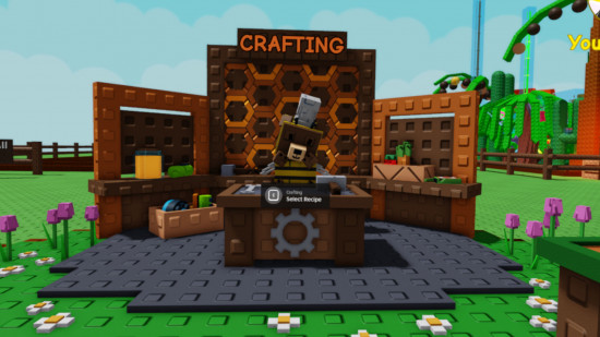 A screenshot showing Bizzy Bear's crafting station from the Bizzy Bee Grow a Garden event