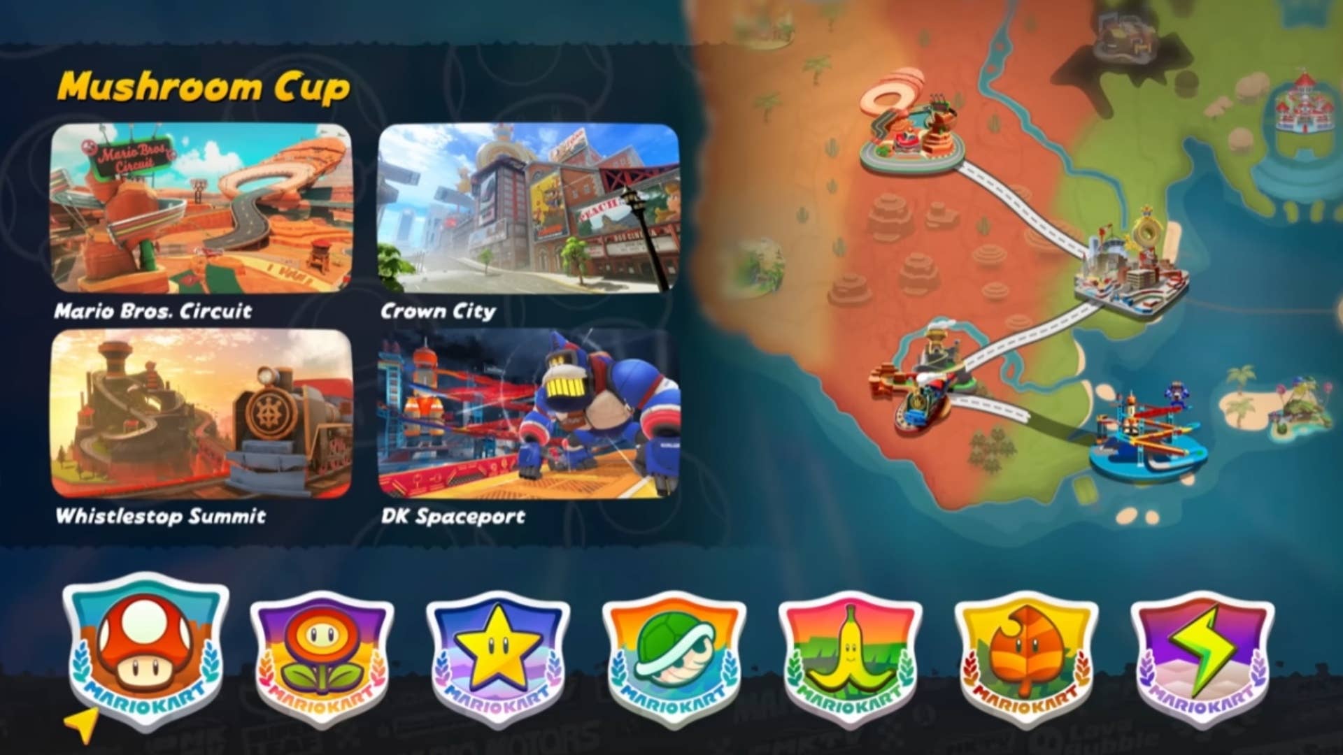 mario kart world grand prix cups menu mushroom cup