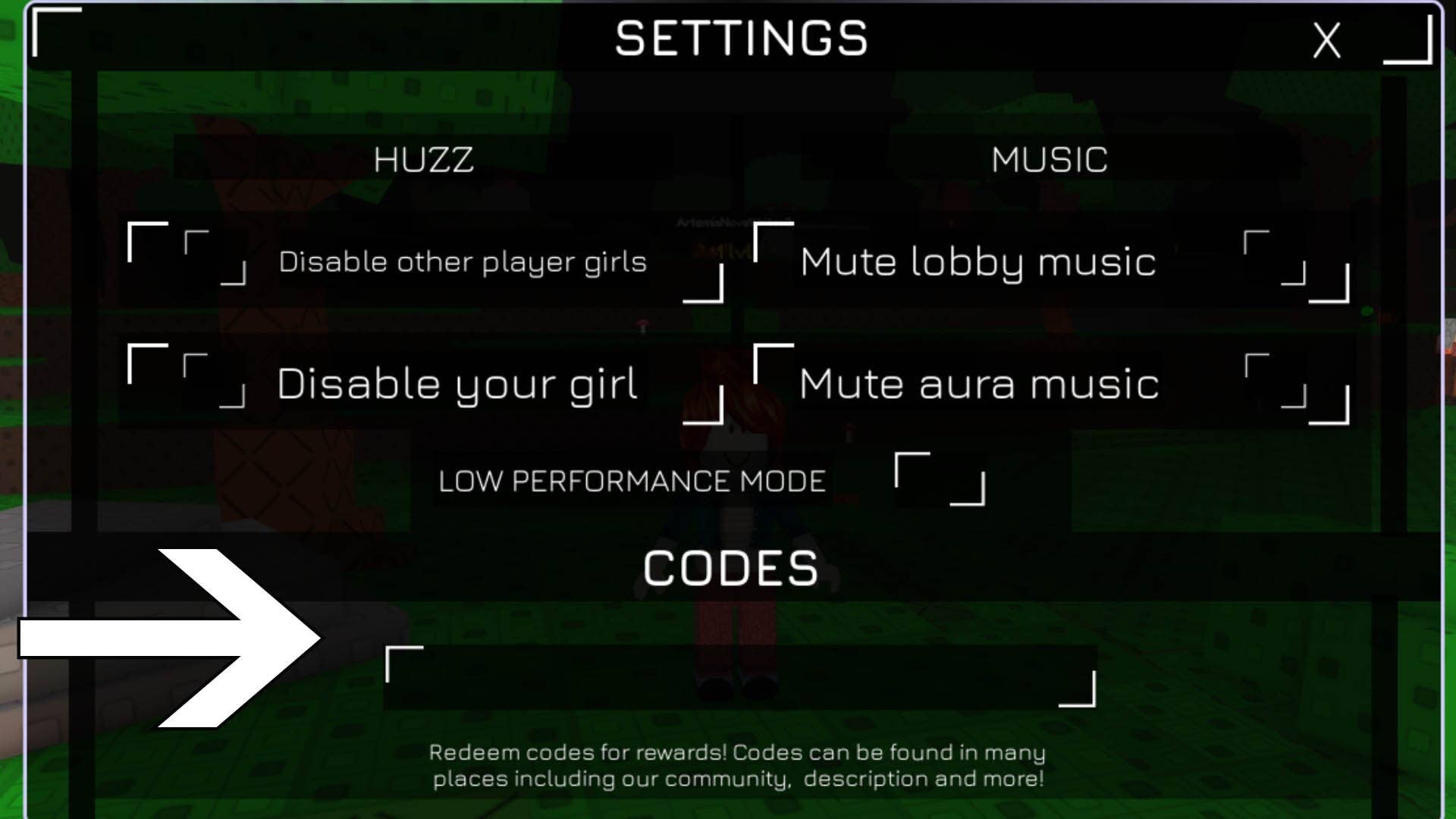 Code input interface location