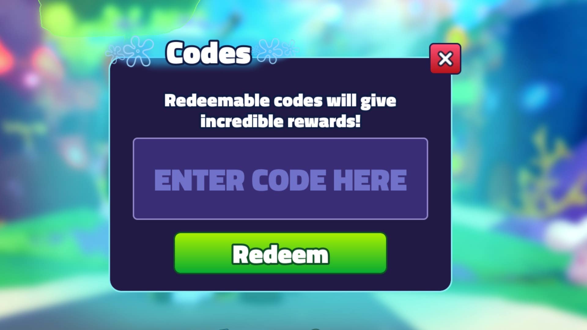 code entry screen example