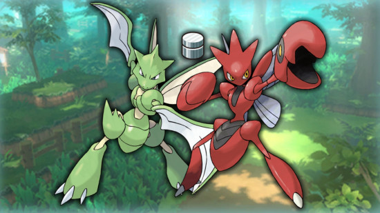 Scyther and Scizor sharing Metal Coat