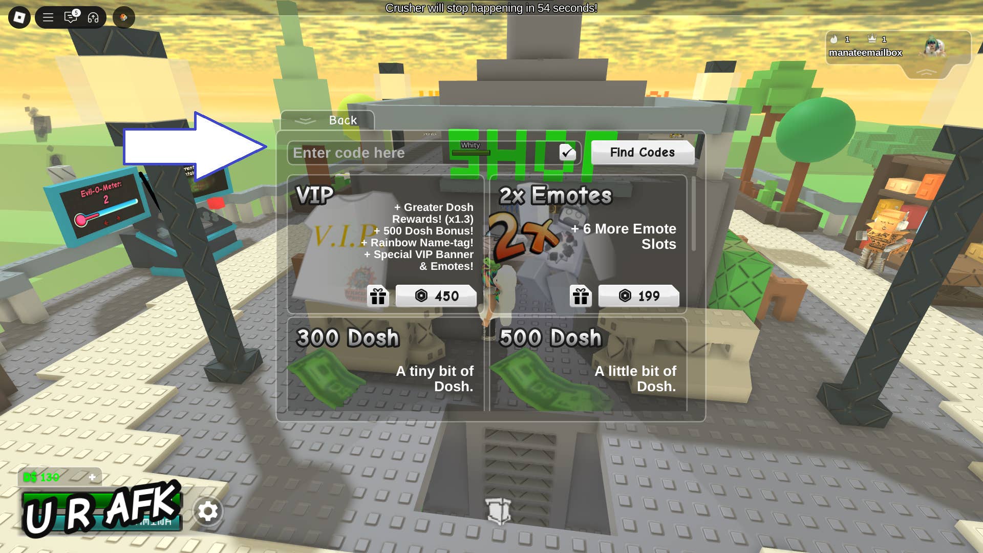 Code redemption interface