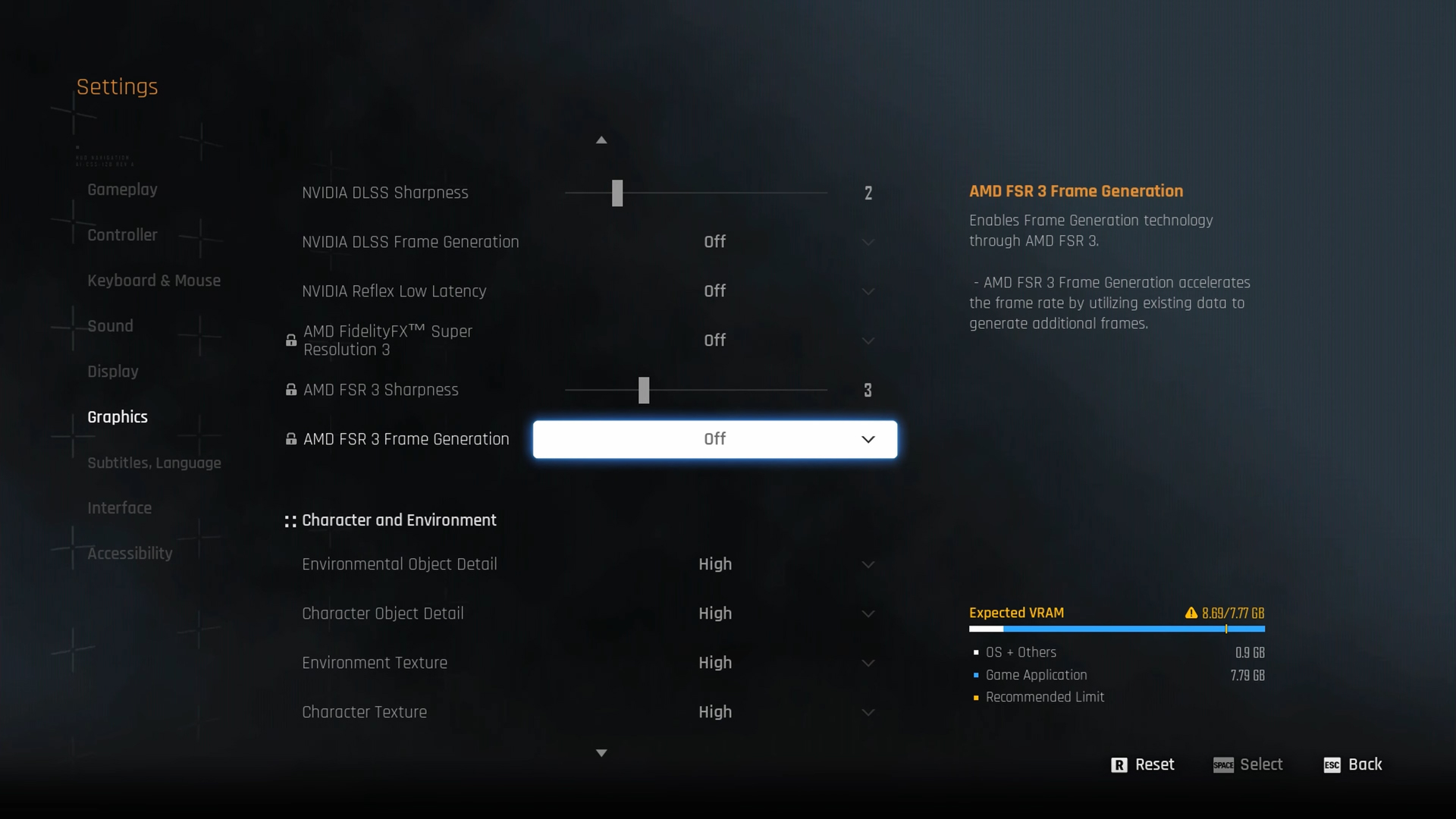 settings page stellar blade