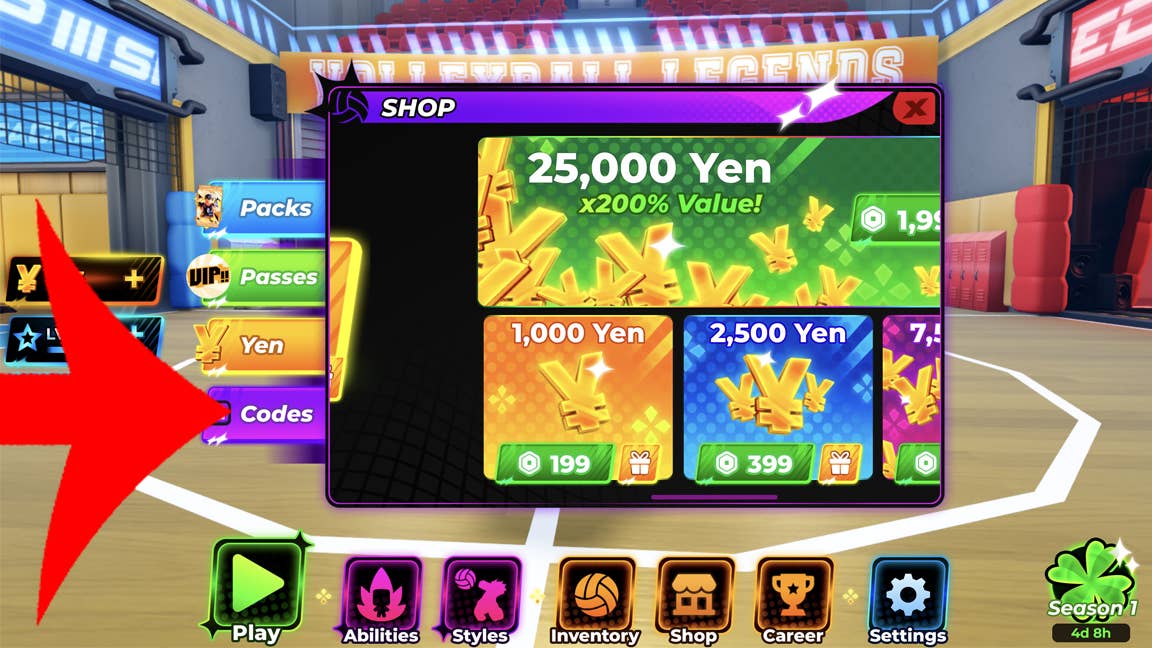 Code redemption section indicator