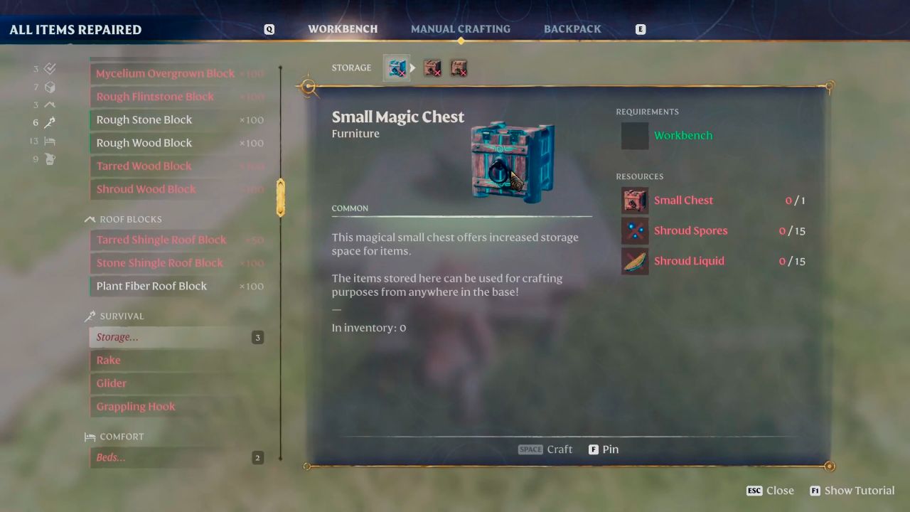 Enshrouded, PC, Gameplay, How To Unlock Universal Storage, Screenshot