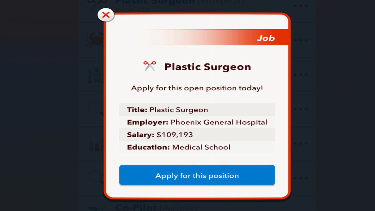 Cosmetic surgery career interface