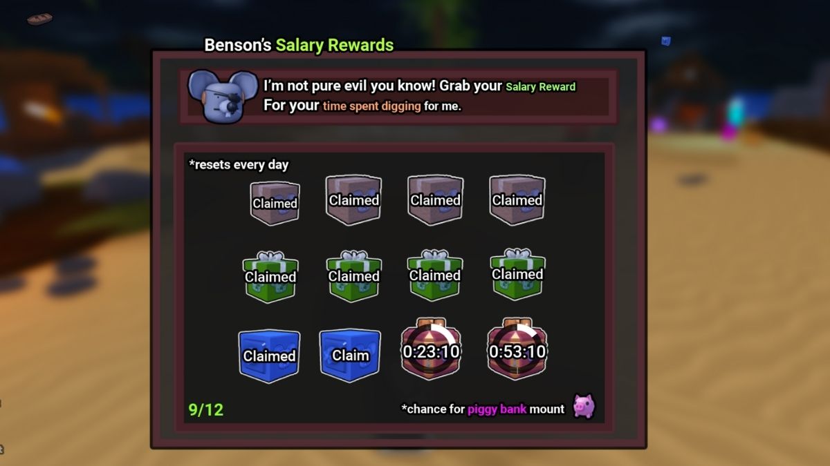 Benson's Salary Reward in Dig It