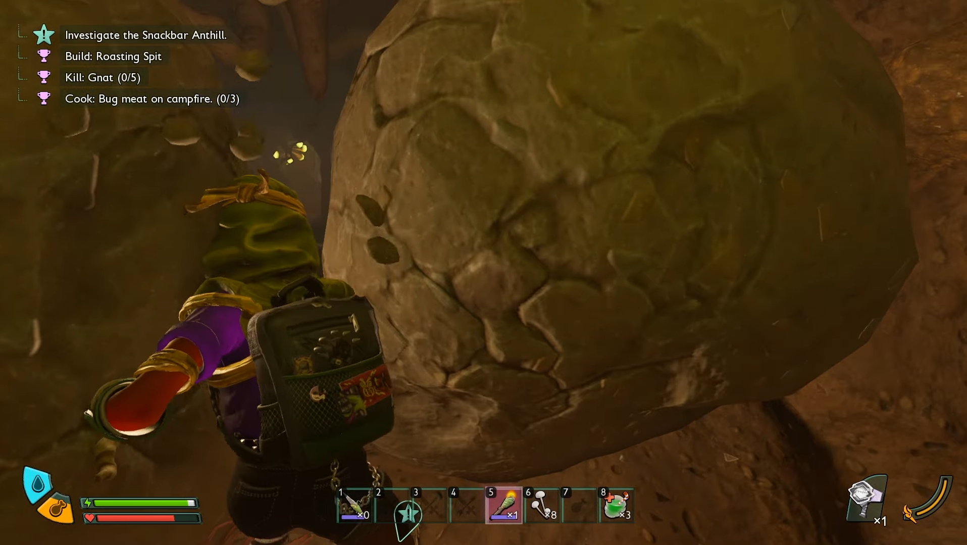 Destroy the pebbles using the Omni-tool