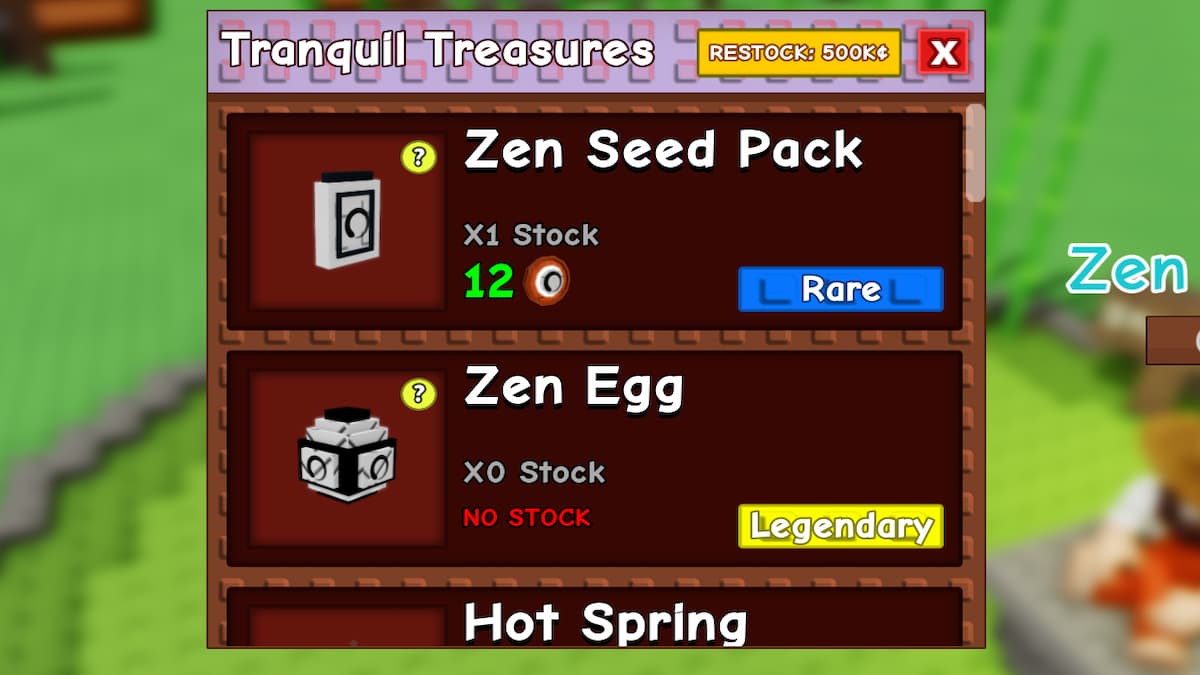 The Zen Shop in Grow A Garden