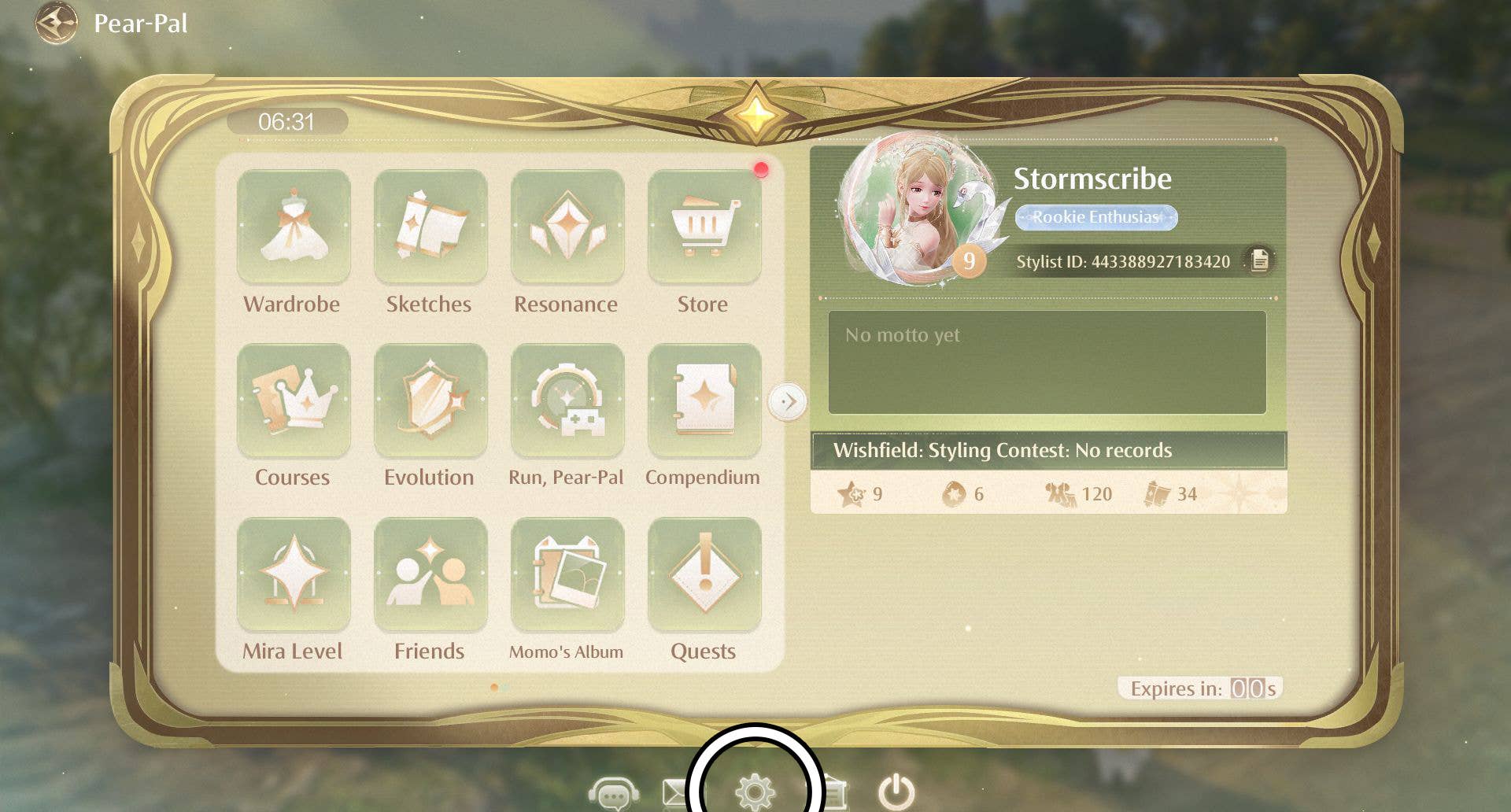 In-game settings navigation