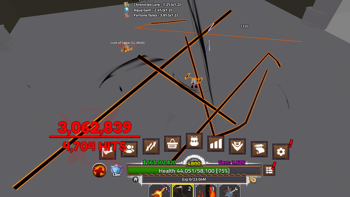 A player fighting against lord of the saber