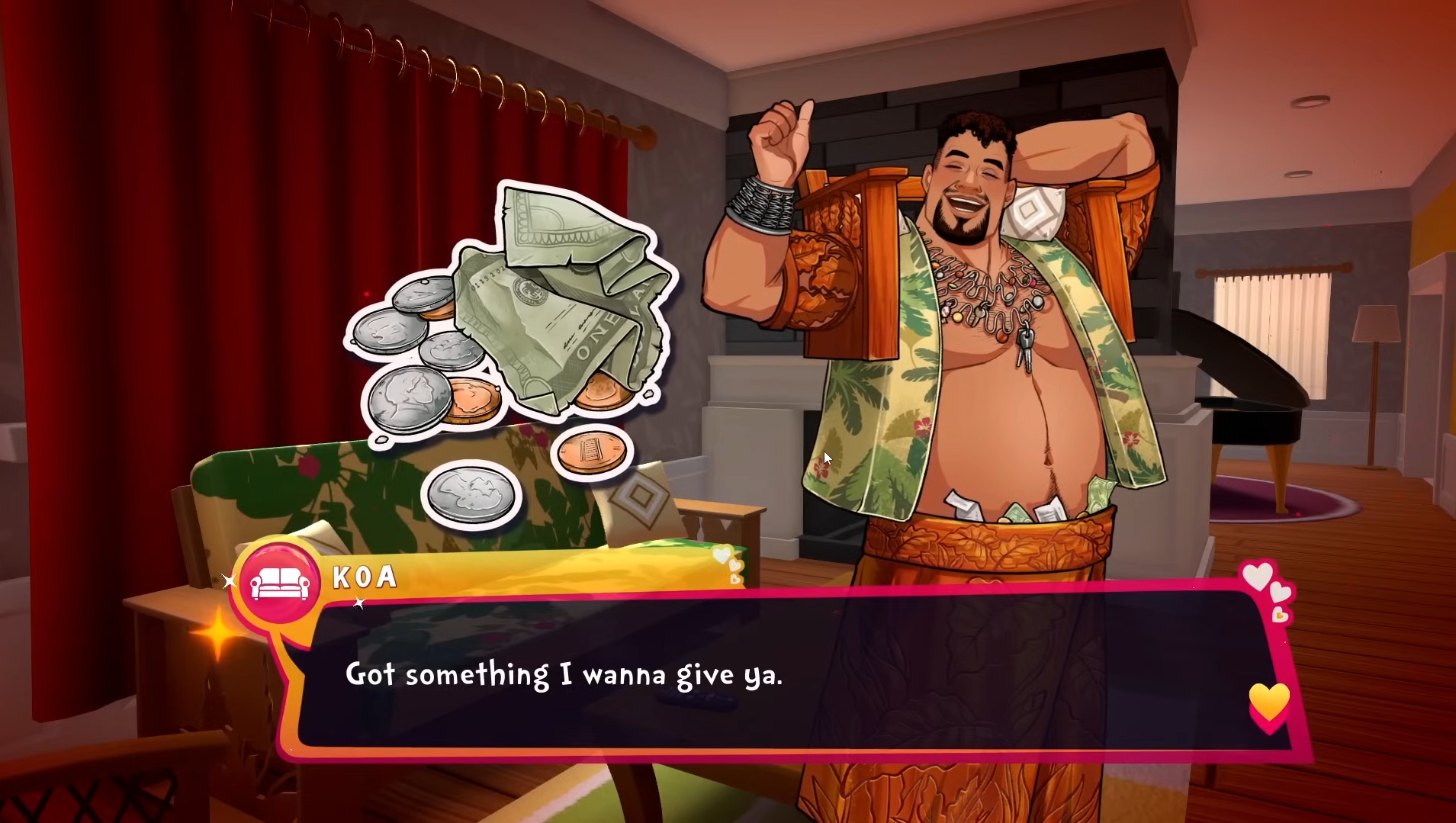 Accept Koa's gifts with gratitude for a positive ending