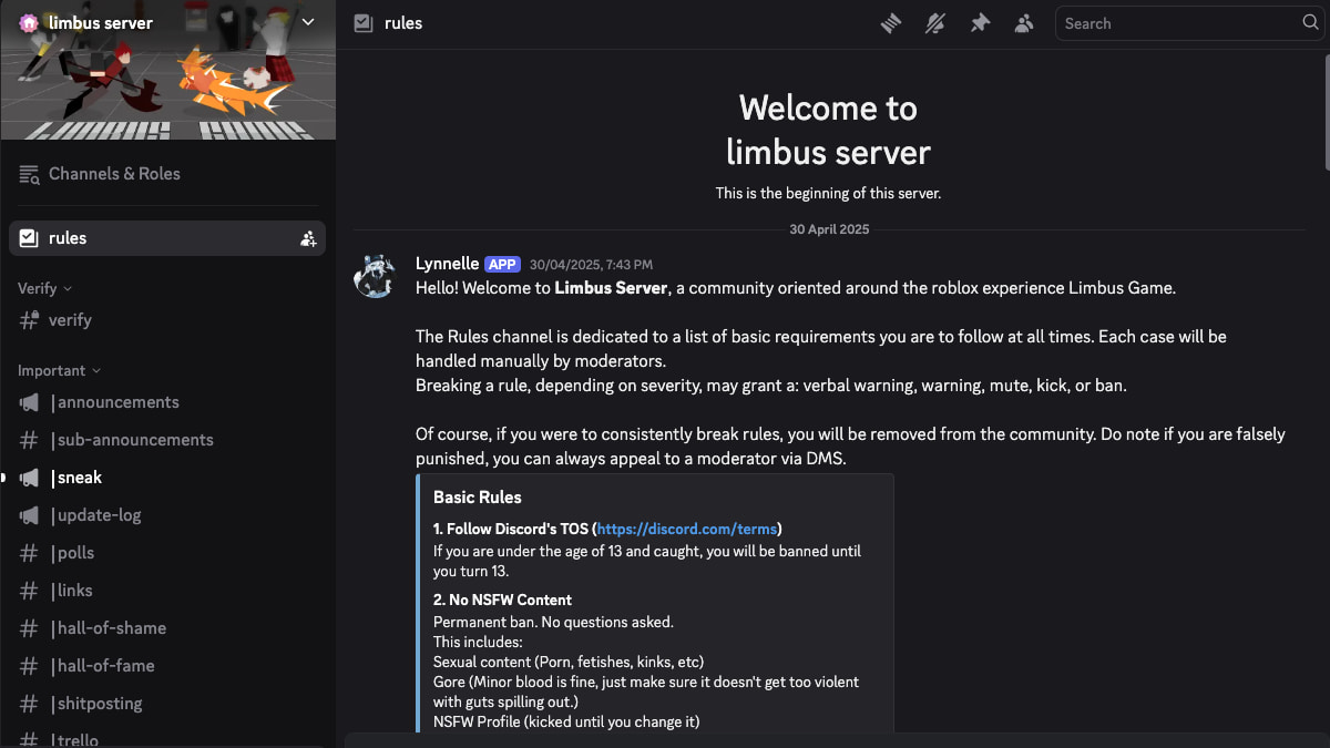 Limbus Game Discord Server