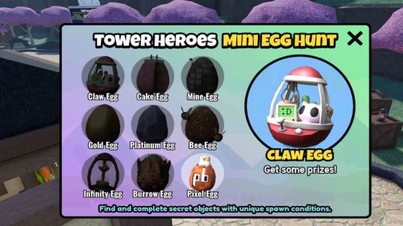 Locating all nine eggs in Roblox Tower Heroes Egg Hunt