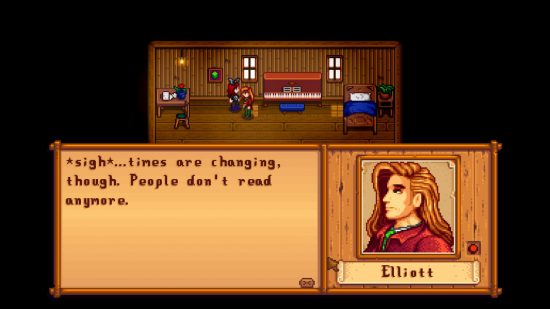 A conversation with Stardew Valley Elliott inside his cabin