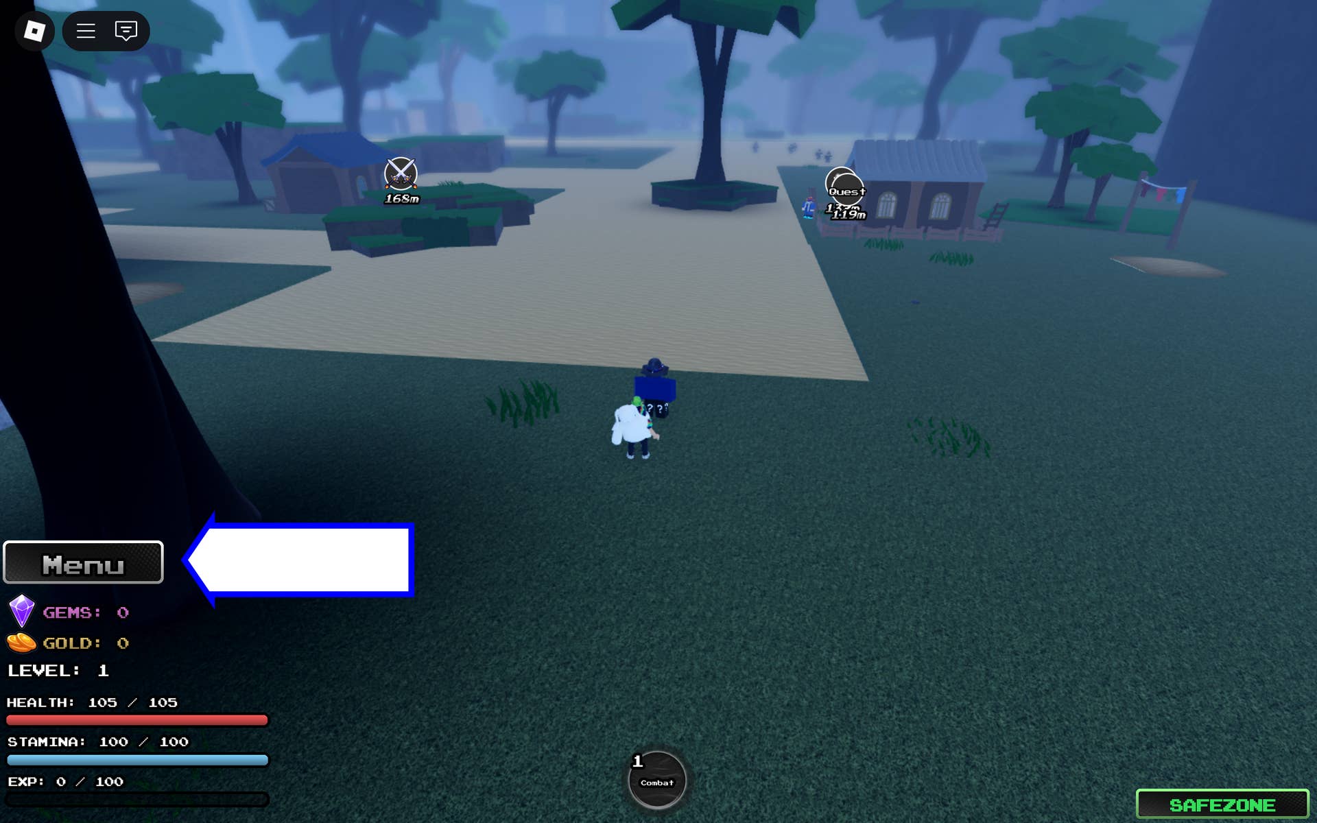 Menu navigation interface within Aether Adventure