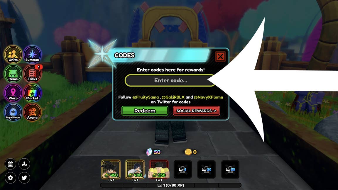 Active code entry screen demonstration