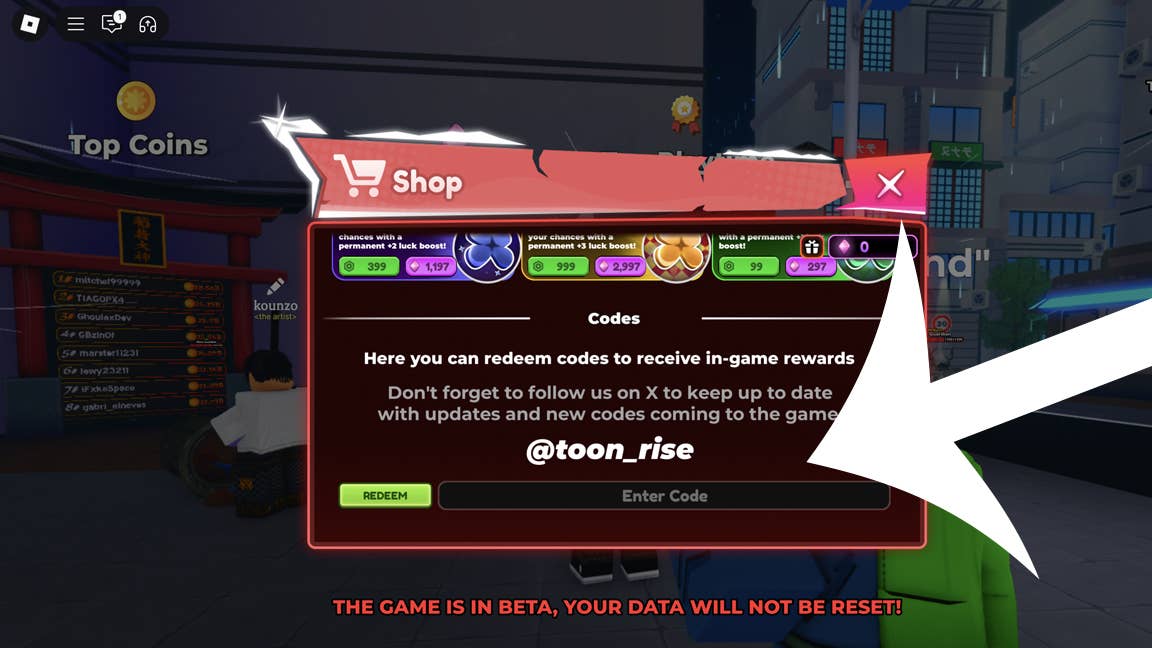 Code input location visual guide