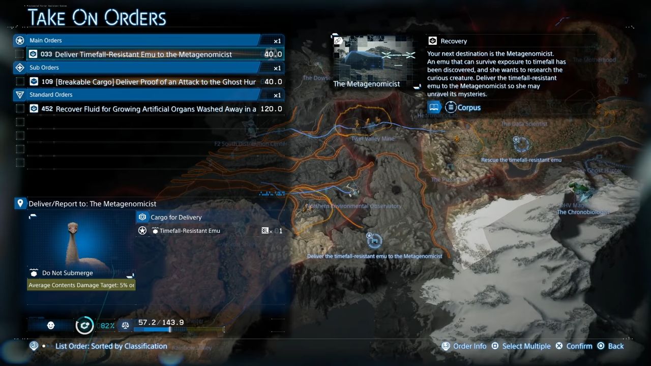 Death Stranding 2: On the Beach, PC, Gameplay, How To Rescue, Timefall Resistant Emu, Screenshot