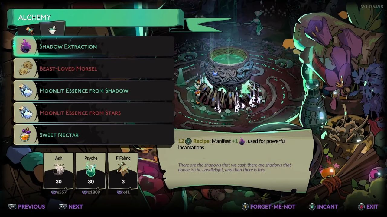 Crafting materials showcase