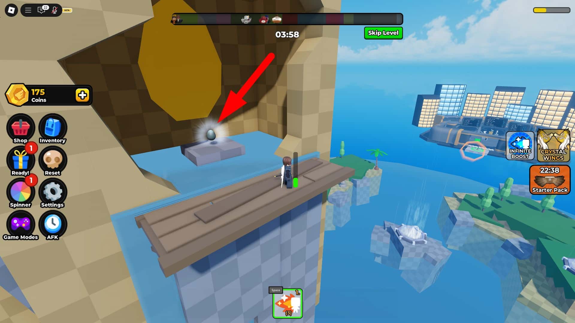 Acquiring the frost egg in Glide to Hell Obby