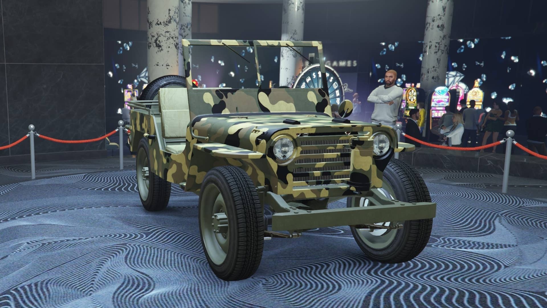 gta online camo pattern vapid winky diamond casino podium angled view