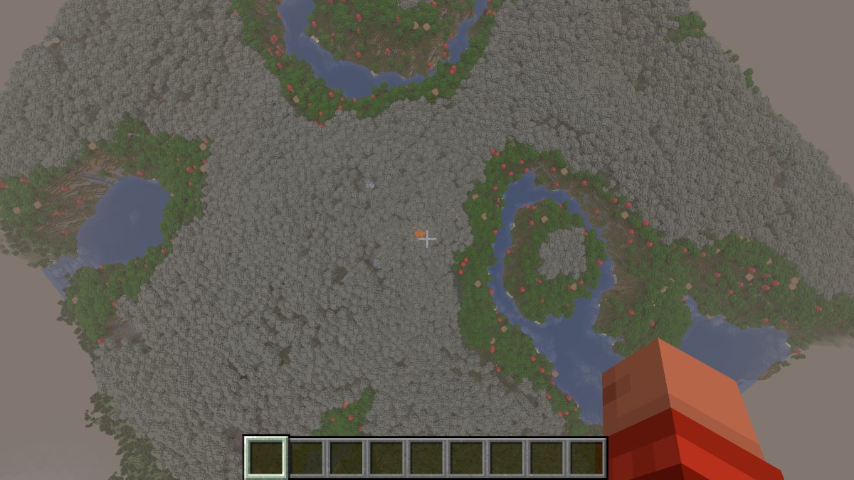 Minecraft massive pale garden with lava pool view from above