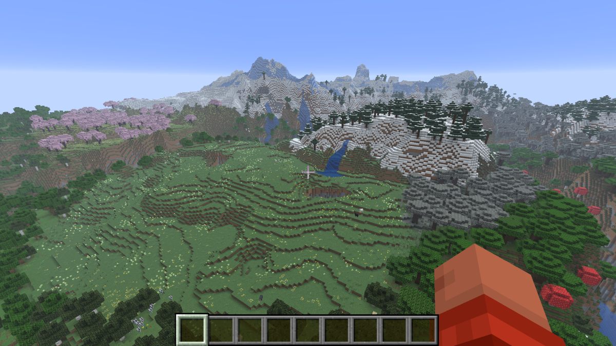 Pale Garden, Cherry Grove, Icy Peaks, Mountains and scenic view in Minecraft