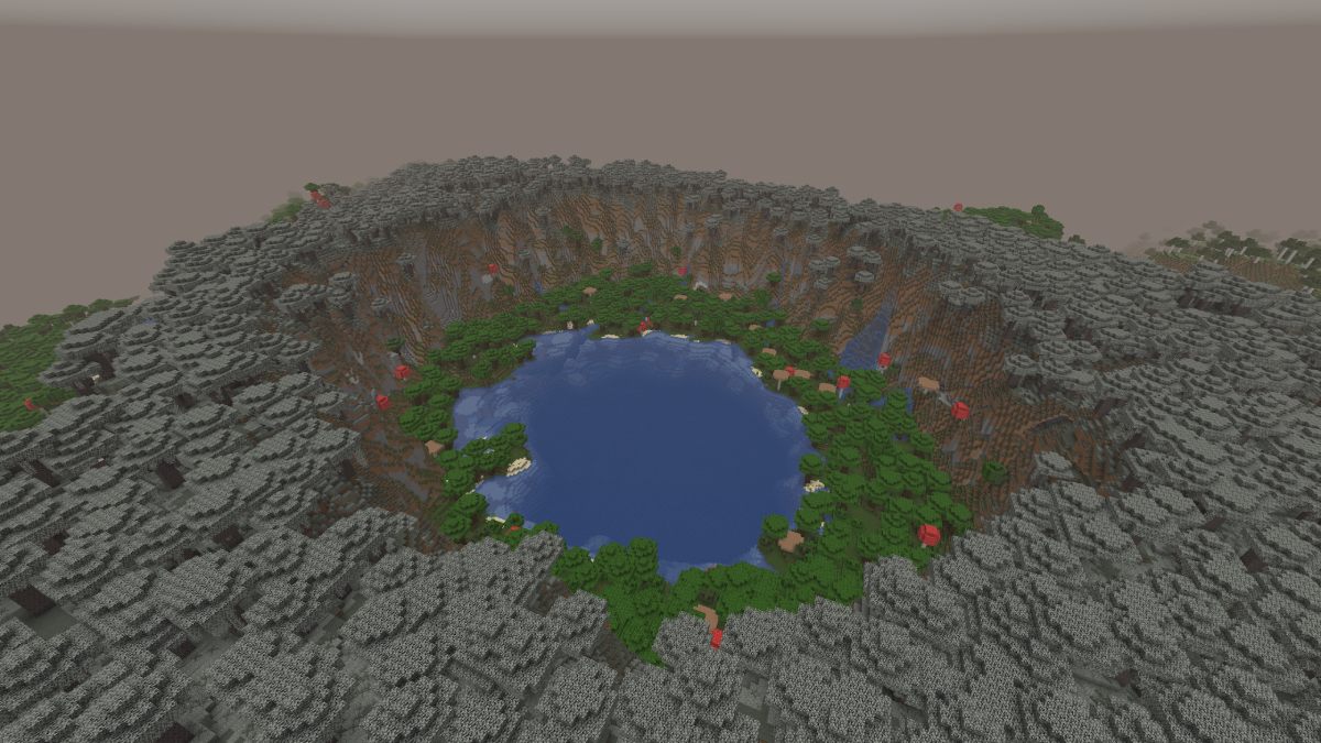 Minecraft a ring of pale garden around a lake