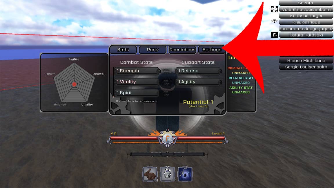 Settings menu location indicator