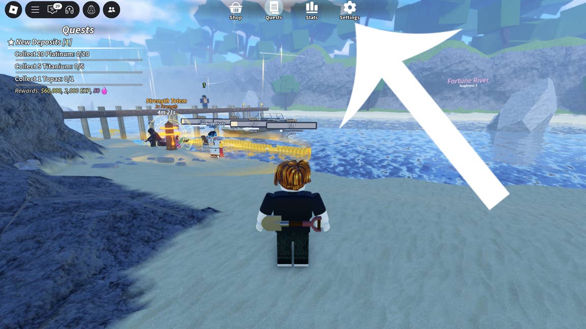 Interface navigation marker indicating settings menu location