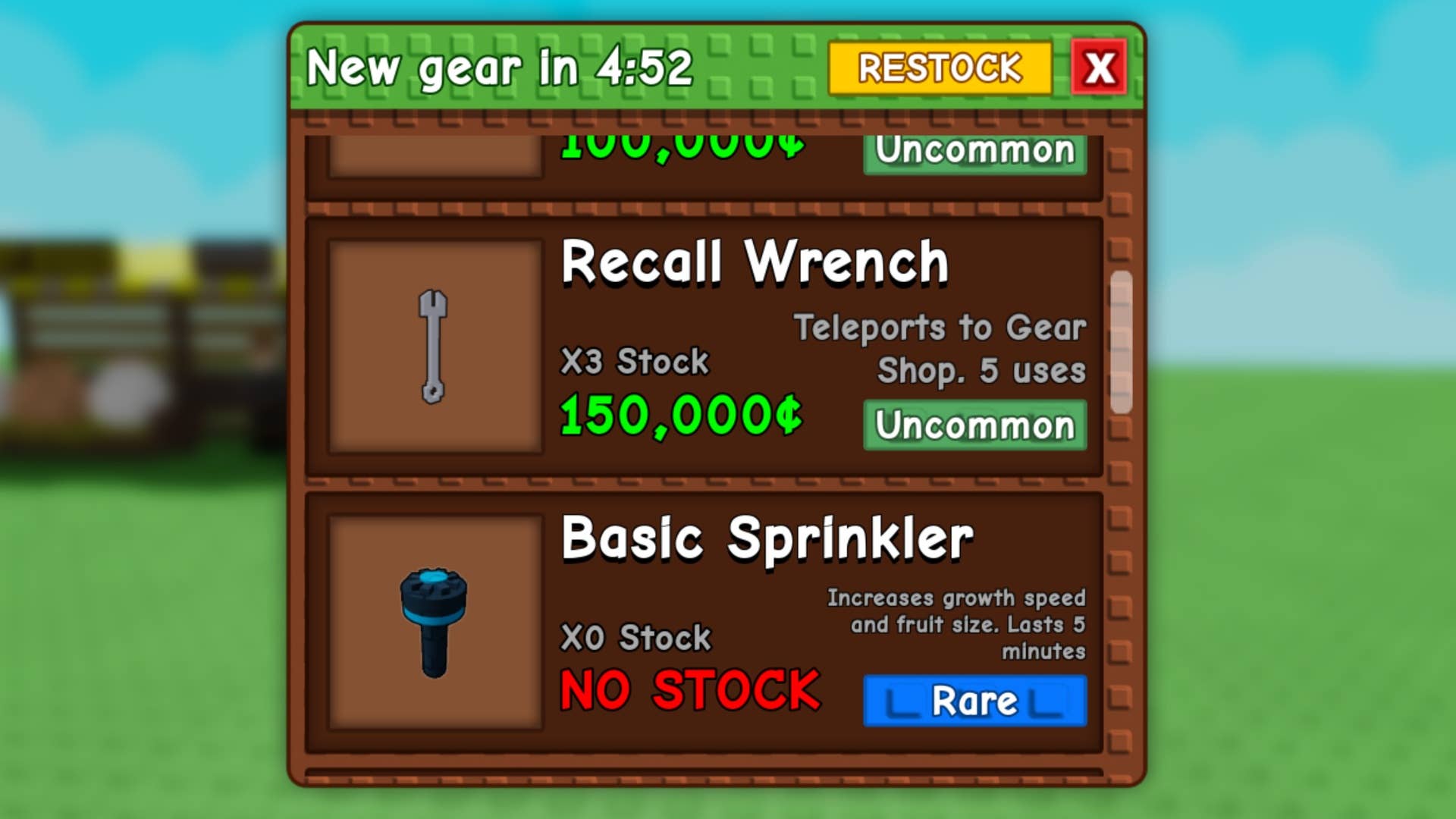 roblox grow a garden gear shop menu