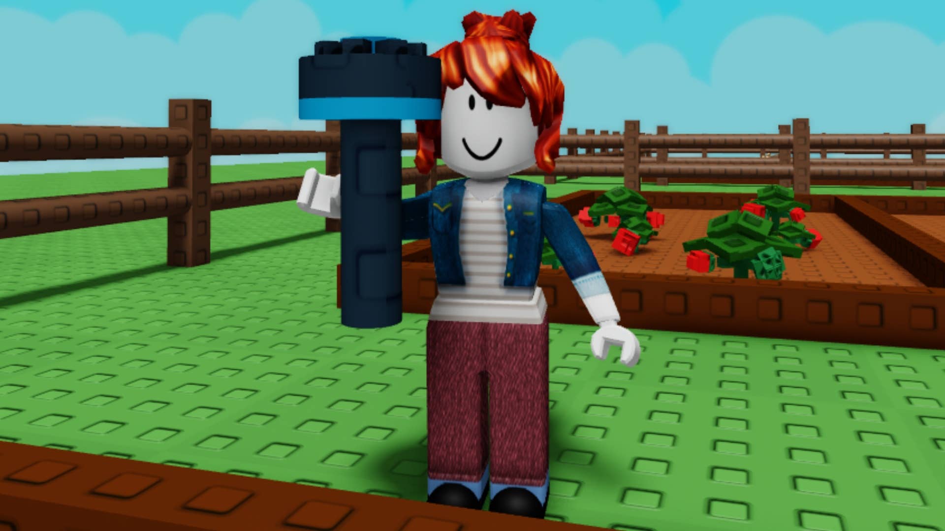 roblox grow a garden player holding basic sprinkler