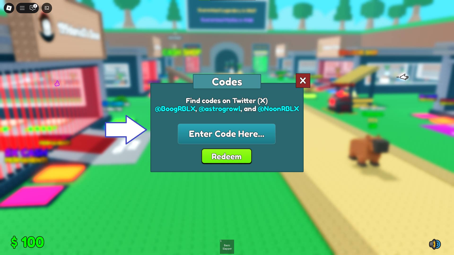 Visual guide to code input screen