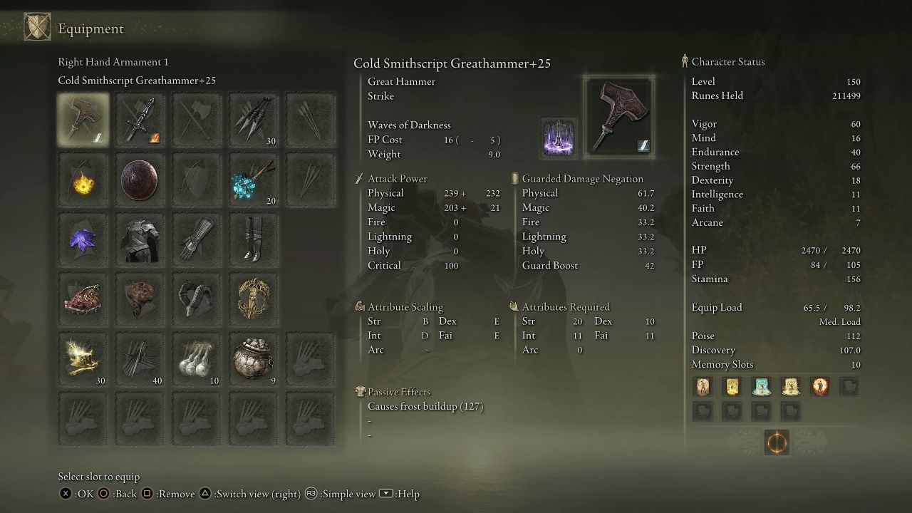 Elden Ring Guide, Range Build, Smithscript Greathammer