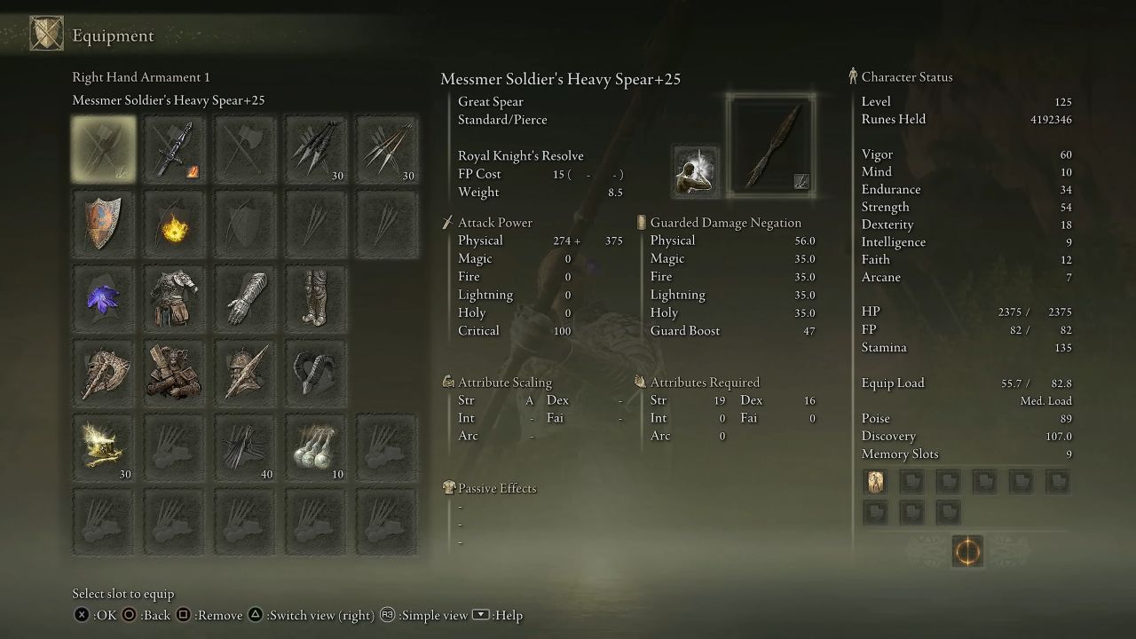 Elden Ring Guide, Messmer Soldier's Spear, Build, Shadow of the Erdtree DLC, Stats