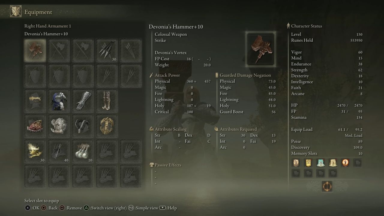 Elden Ring Guide, Damage Build, Devonia's Hammer