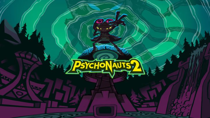 Razputin leaps through surreal Psychonauts 2 landscape with psychedelic visuals.