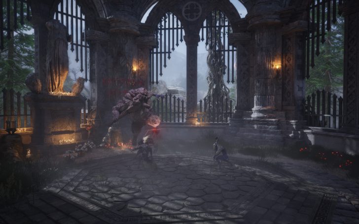 Party battling crystal-infused dragon in volcanic cavern