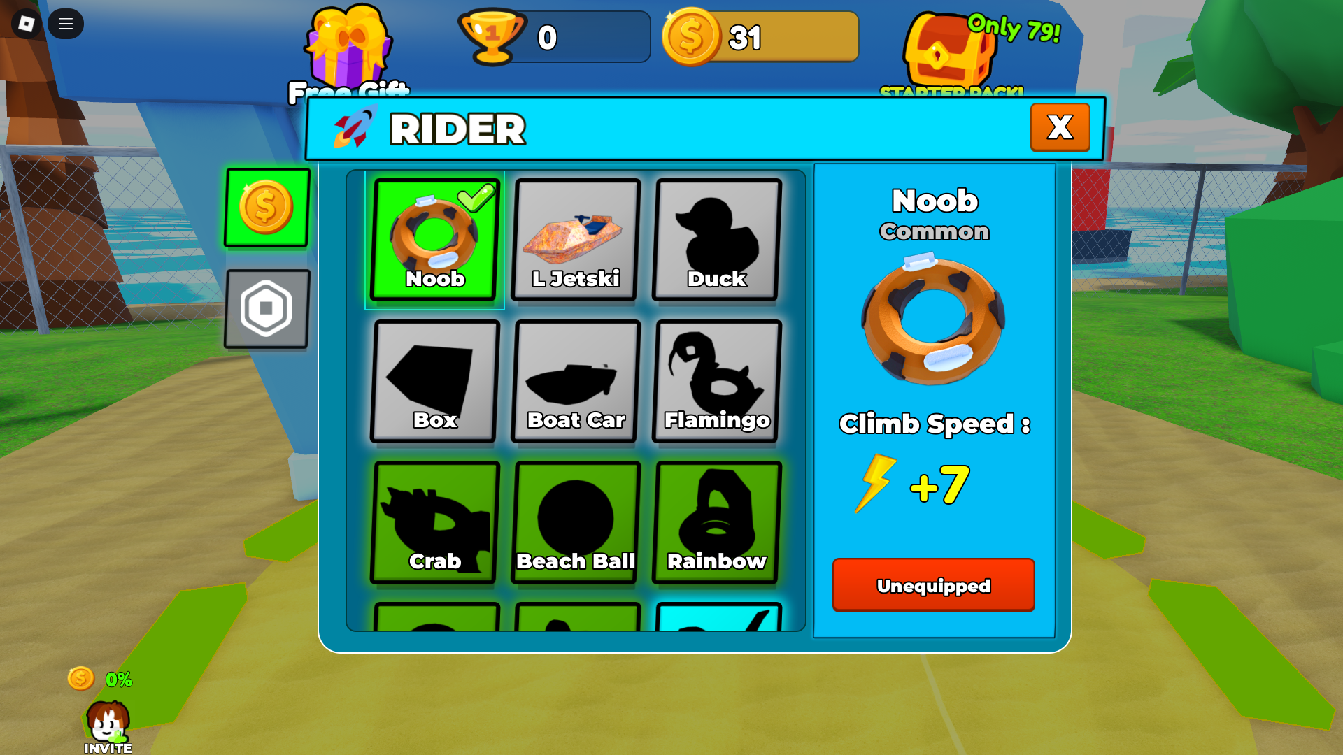 Equipping upgraded gear (Image via Roblox Corporation)