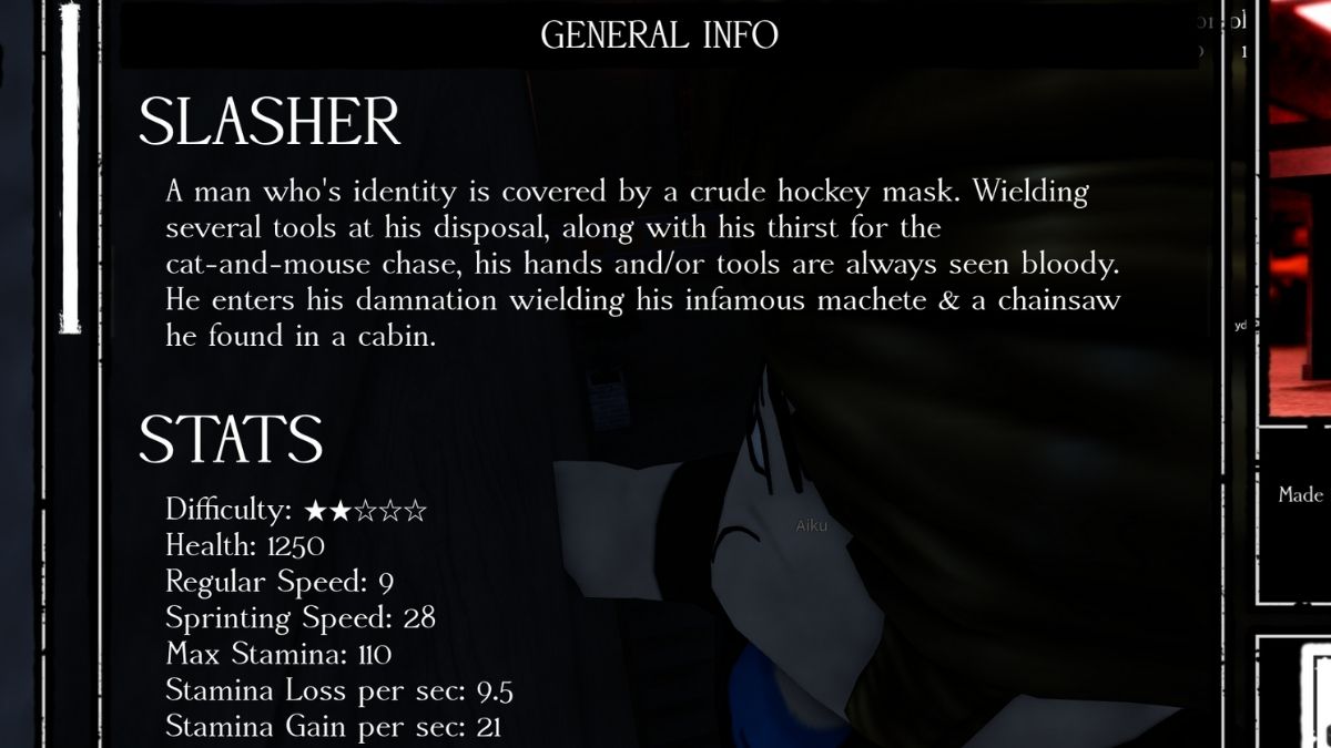 Slasher Killer info