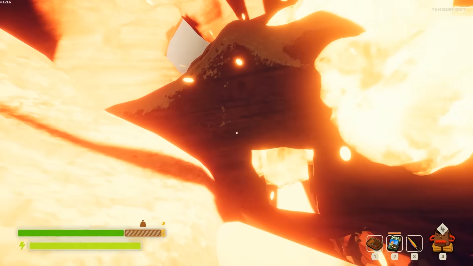 Back away from the mineshaft after triggering dynamite 