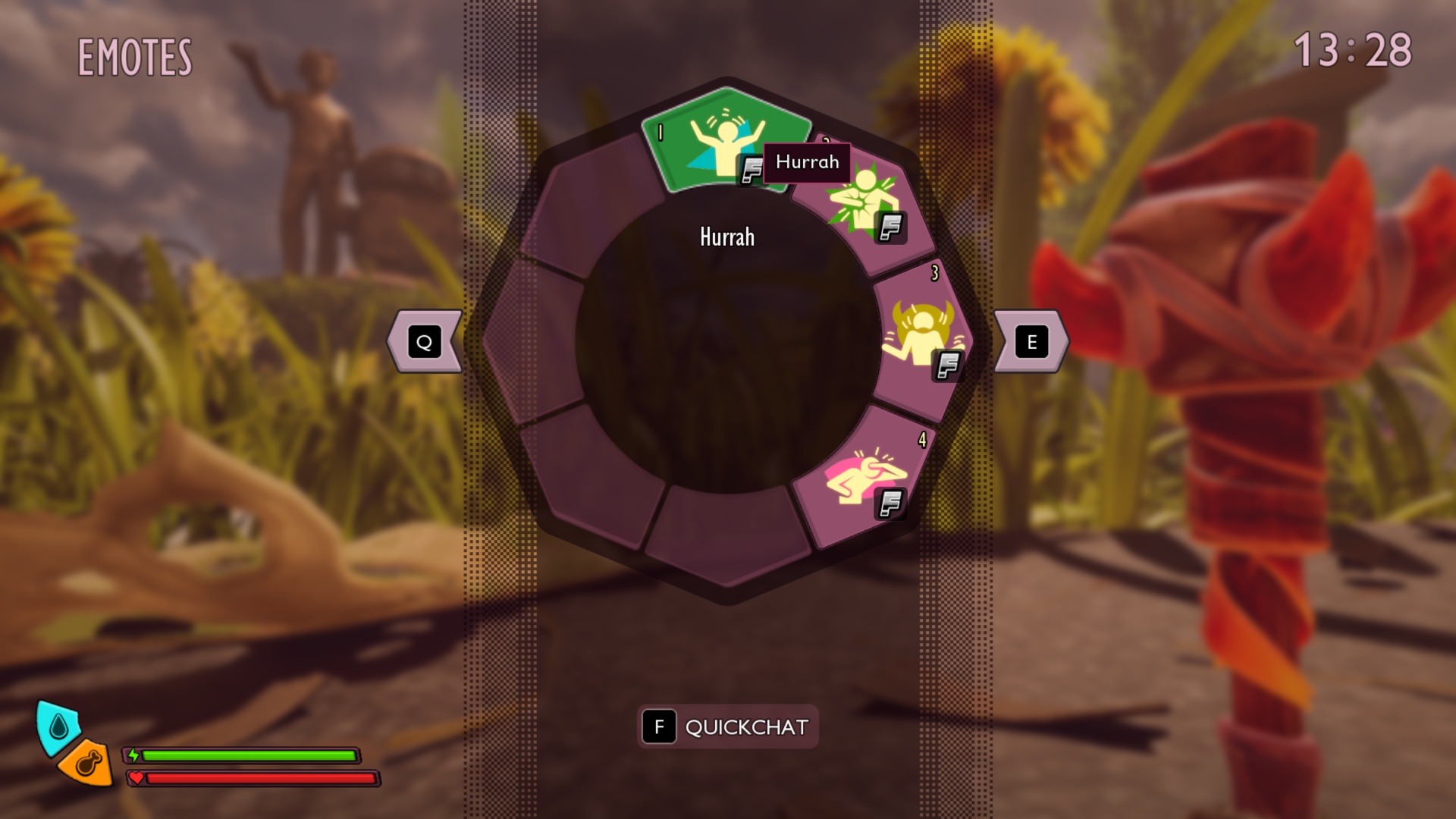 Emote selection interface