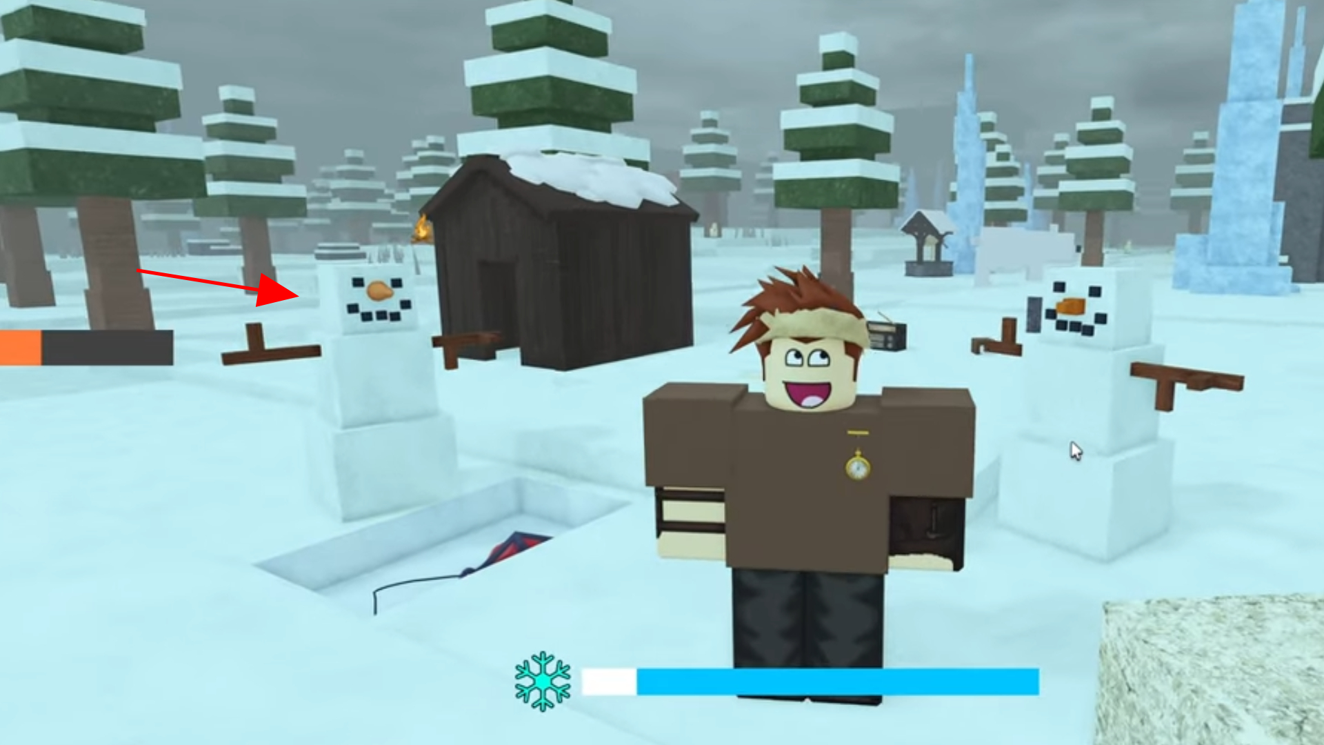 Snowman missing its carrot nose (Source: Roblox Corporation | Conor3D/YouTube)
