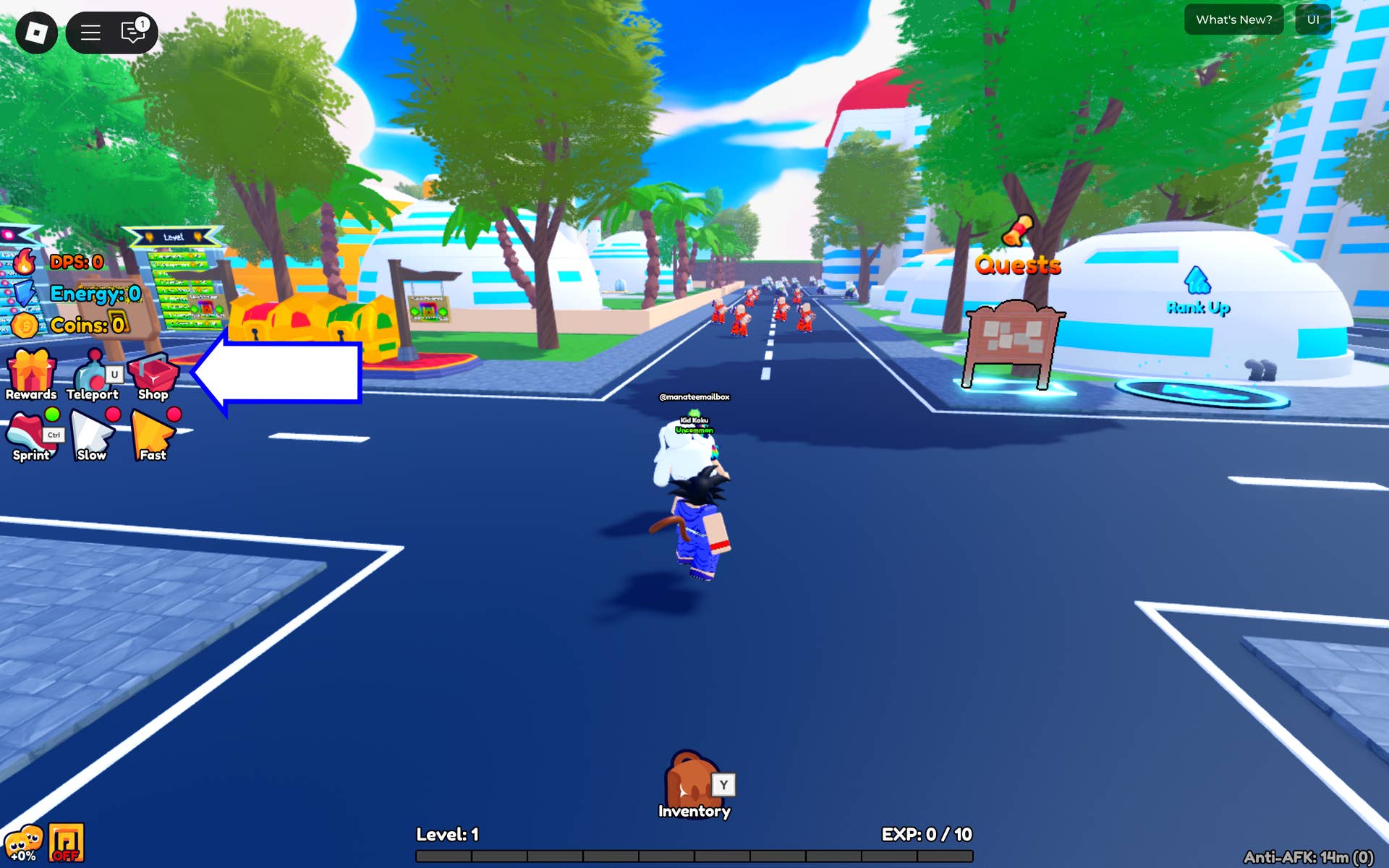 Game interface highlighting shop access