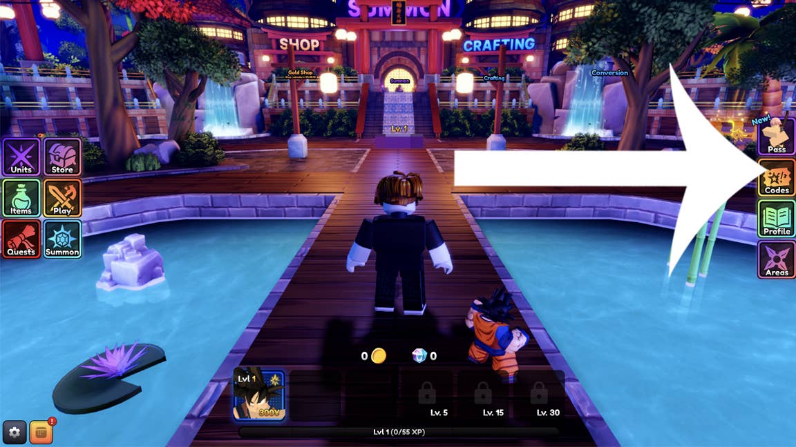 Code redemption interface location