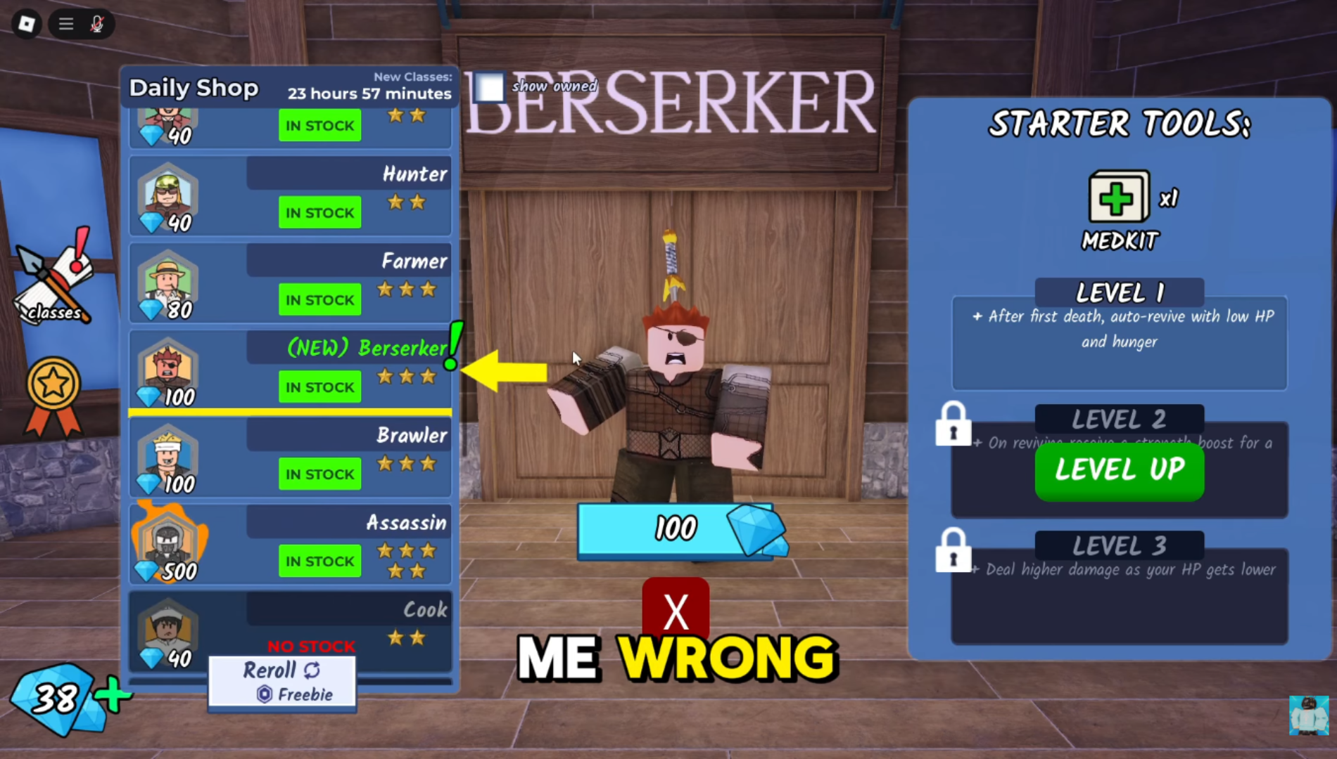 Berserker unlock requirements (Image via Roblox Corporation)