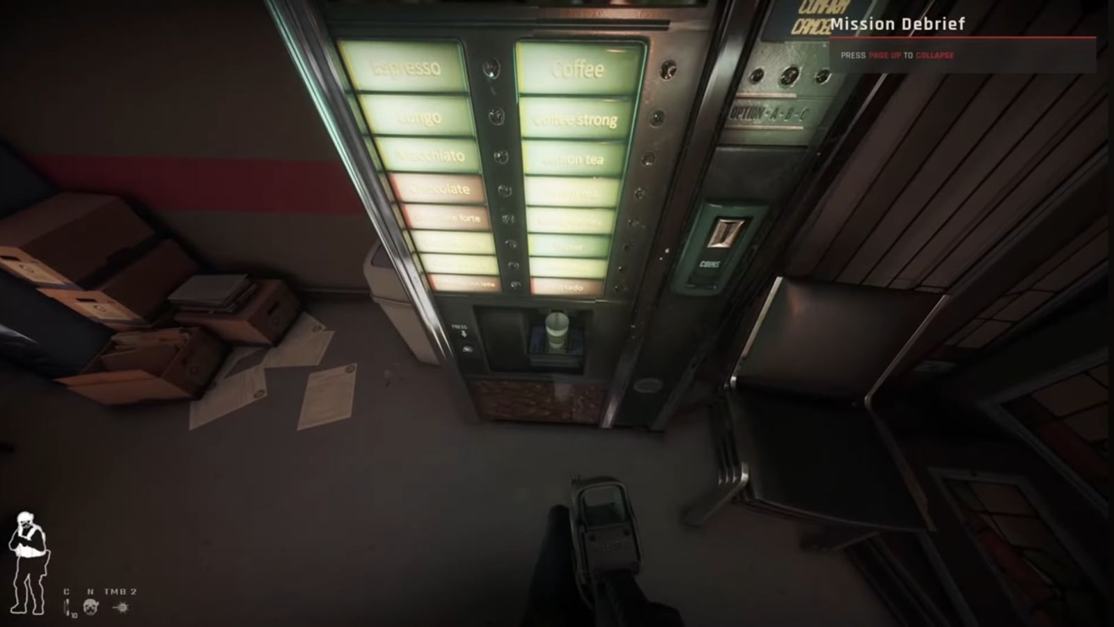 Police station coffee machine interface (Image via VOID Interactive | Gunfenetic/YouTube)