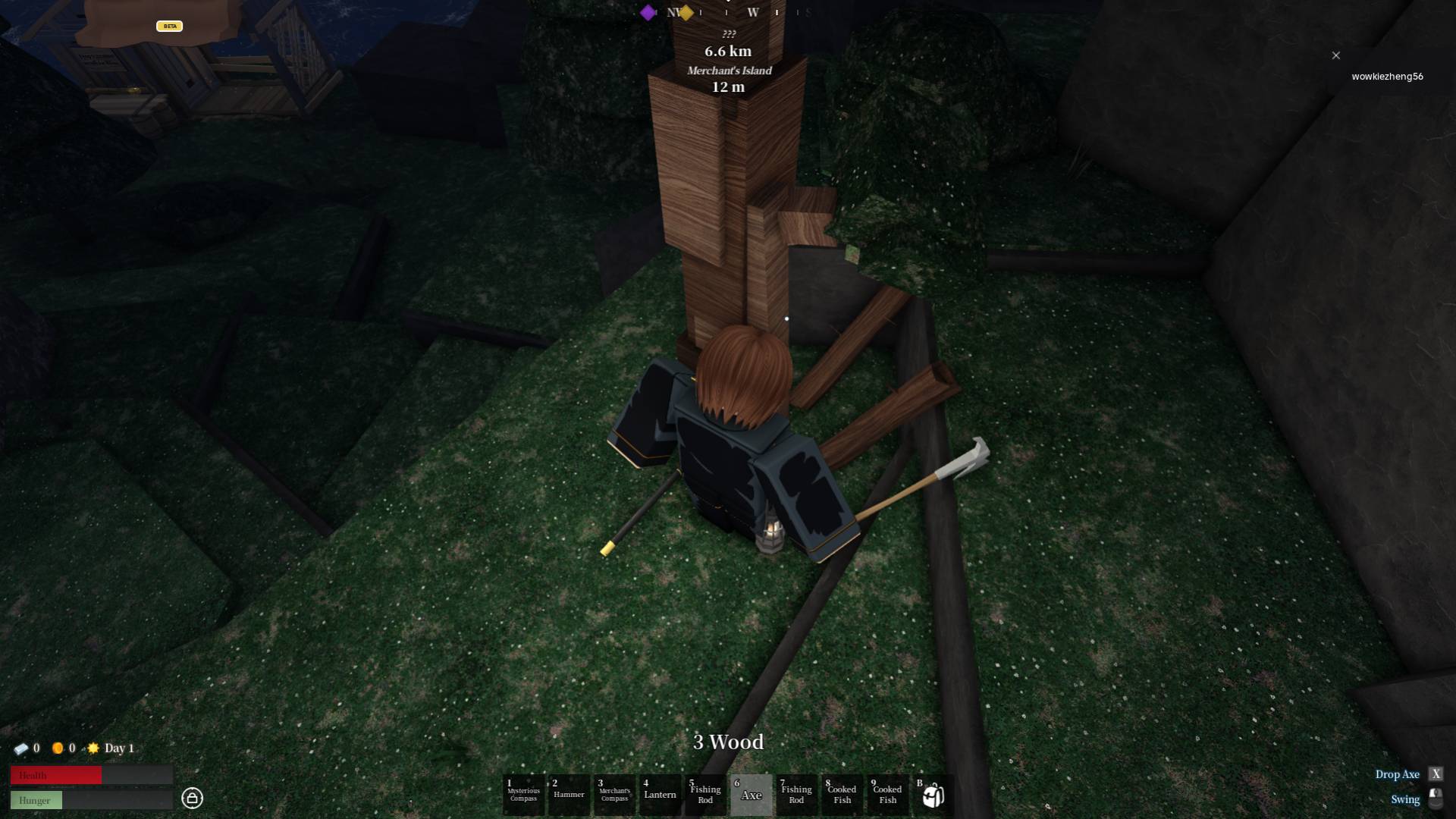 Wood collection using an axe